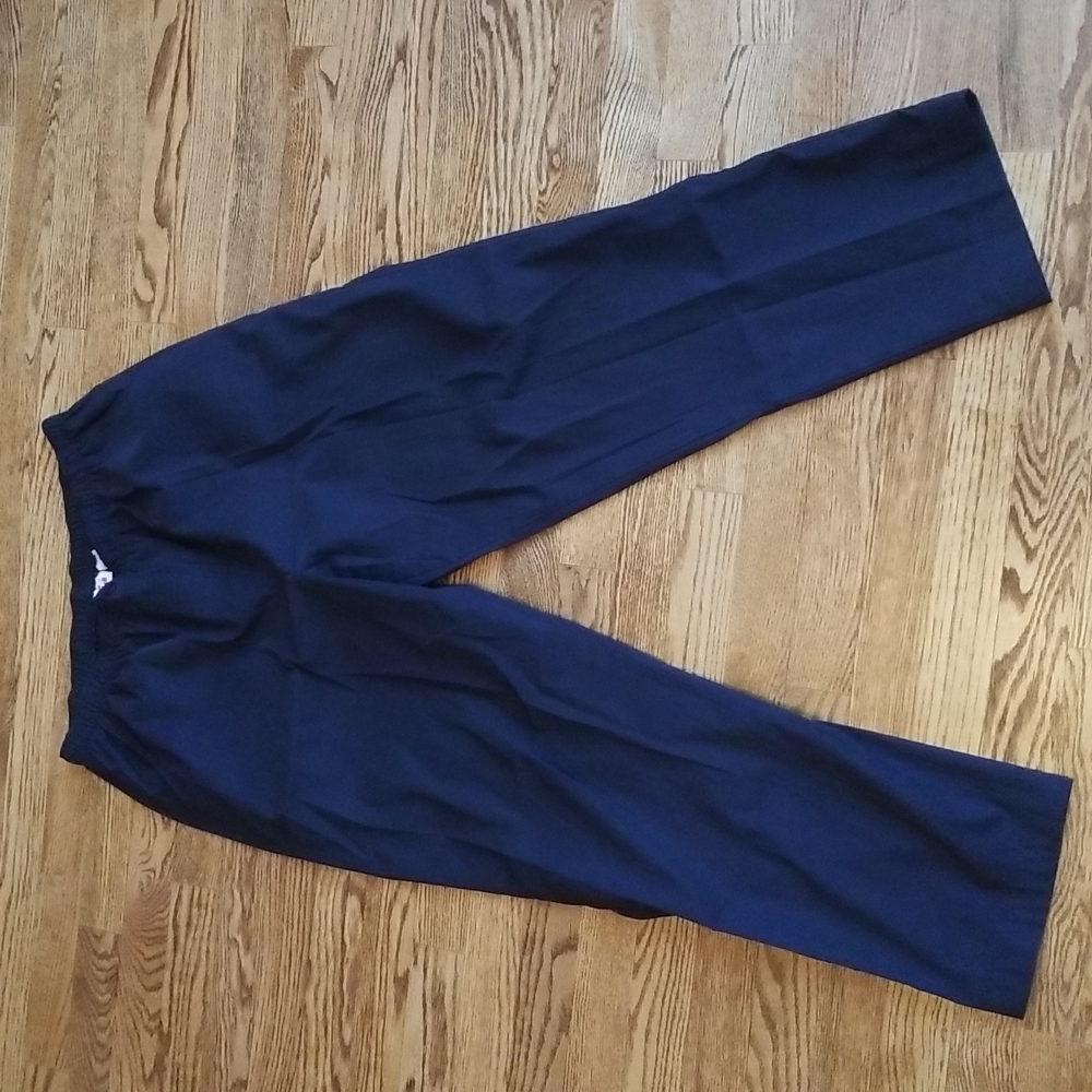 (14) Alia Sport Navy Blue Lightweight Track Style Nylon Blend Pants